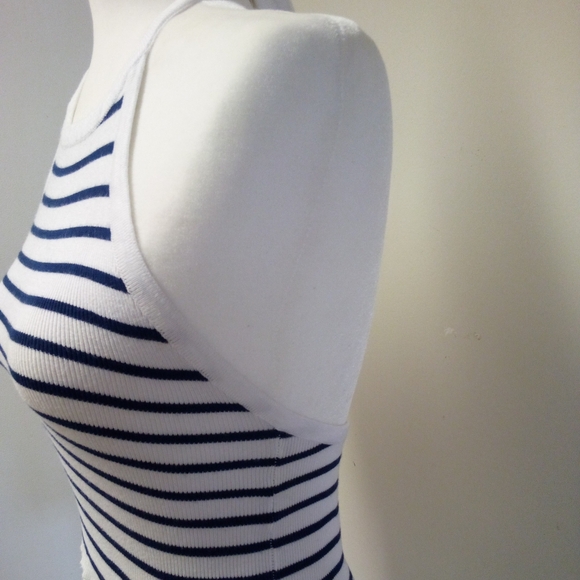 Forever 21 Blue and White Fitted Crop Tank Top - Picture 3 of 5